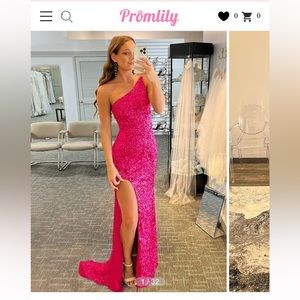 Hot Pink Sequin Promlily Prom Dress